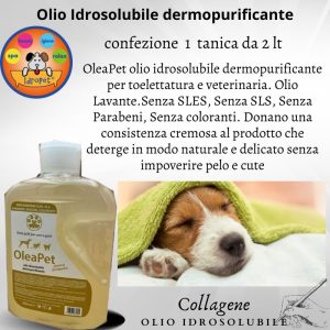 Olio idrosolubile dermopurificante OleaPet per toelettatura da 2 lt
